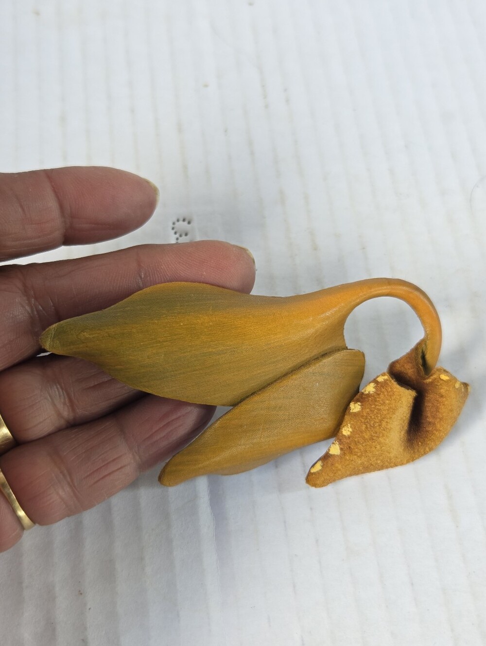 Vintage Artisan Handmade Leather Impressionist Leaf Brooch